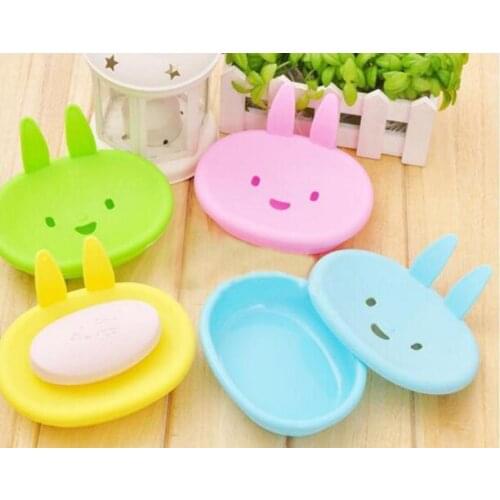 Zeegle Rabbit Soap Holder Soap Dish Box Case Holder Container Portable Plastic Home Soap Container Bathroom Soap Set Candy Color