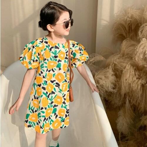 Children Summer Clothes Baby Girl Dress Flowers Pattern Princess Kids Dress For Party Wear Kids Girl Tutu Dress Girl Clothing