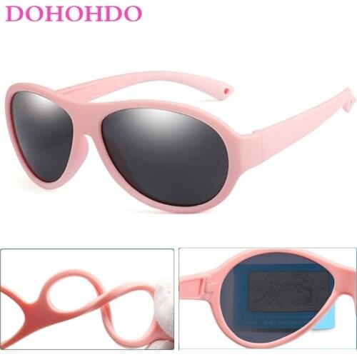 DOHOHDO TR90 Children Square Polarized Sunglasses Kids Silicone Safe Sun Glasses Girls Boys UV400 Coating Mirror Gafas De Sol
