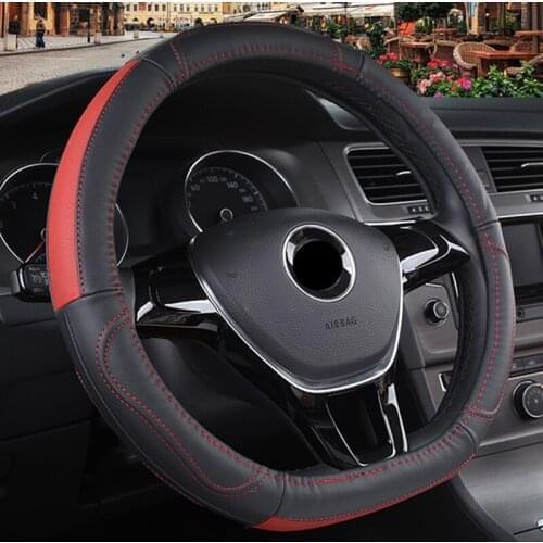 For VW Golf 7 e-Golf Golf Alltrack R/Wagen Genuine Leather Steering Wheel Cover Natural Cowhide Durable Non-slip