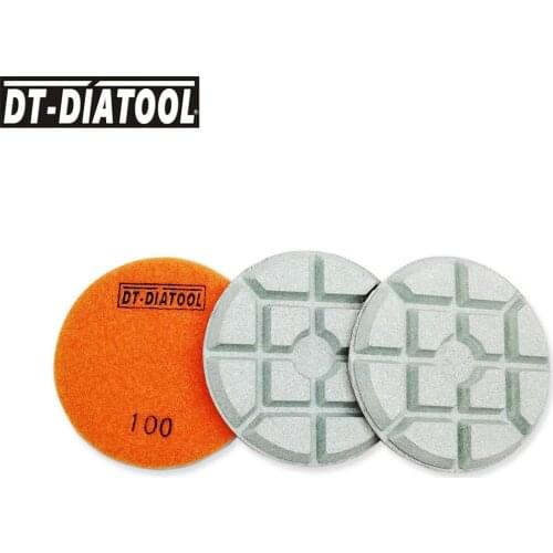DT-DIATOOL 3pcs Dia 100mm/4" Diamond Concrete Polishing Pads Sanding Discs Repairing For concrete Floor Grit#100 Grinding Disc