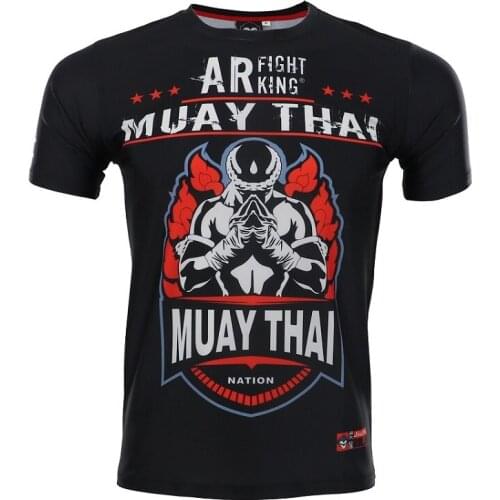 ROLLHO monkey MMA fight Thai boxing sport fight stretch short sleeved T-shirt fitness man muscle broadcast demand