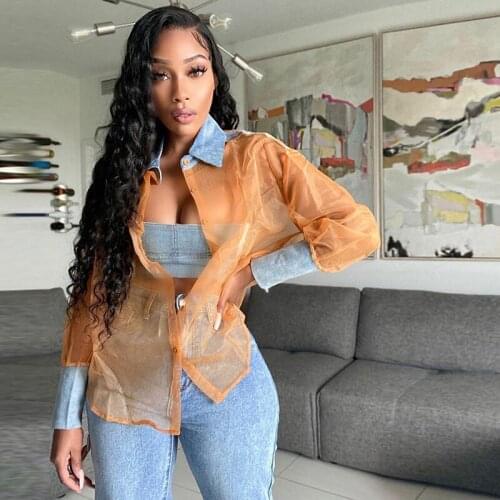 Keetaniceu Transparent Blouses