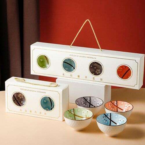 Ceramic Bowl Household Bowl Set Tableware Gift Gift Box Ceramic Bowl