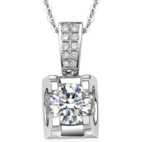 18K Au750 White Gold Women Pendants Necklaces Round Wedding Anniversary Engagement Party Moissanite Diamond Pendants Necklaces