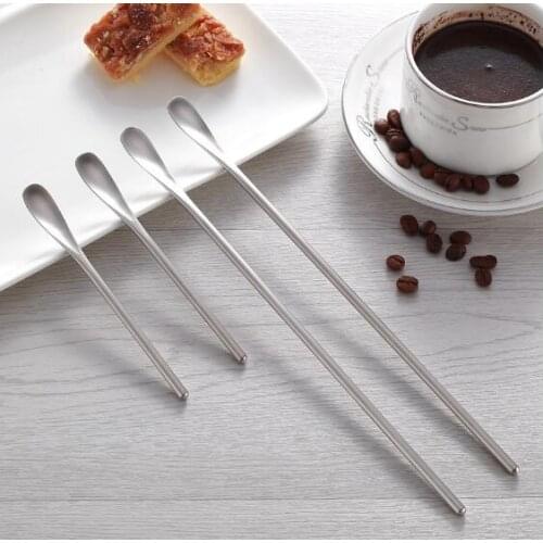 Creative japanese-korean round handle ice spoon 304 stainless steel coffee spoon bar stirring spoon