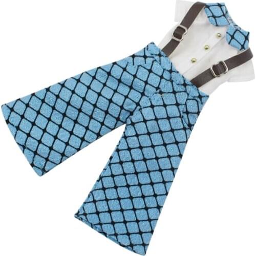 ICY DBS Blyth doll licca body Blue Plaid Overalls with white Shirt 1/6 anime suit girls gift toy