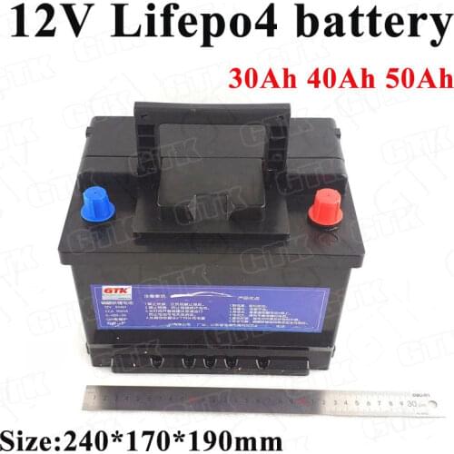 GTK Lifepo4 12v 30Ah 40Ah 50Ah lithium battery pack use for car ebike motorbike replace lead acid UPS battery+5A charger