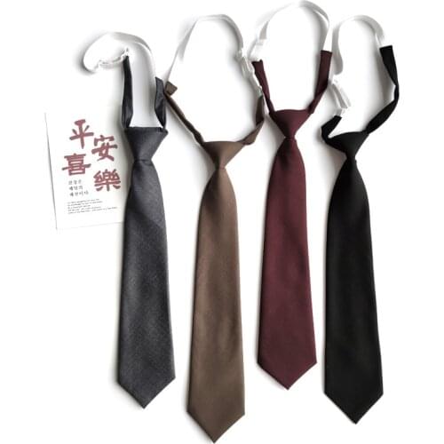 High Quality Fabric Knot-Free Solid Color Small Necktie Female College Style Decorative Basic Style Black Handsome Fashion
