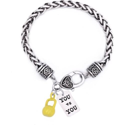 Motivation Bodybuilding Jewelry Fitness Weight Lifting Kettle Bells Gym Pendants Bodybuilder Bracelets