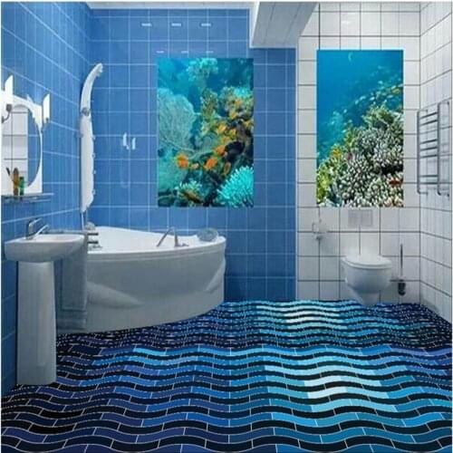 Beibehang fototapeten 3d natur Customize any size mural 3D stereo wave geometric pattern flooring photo wall mural