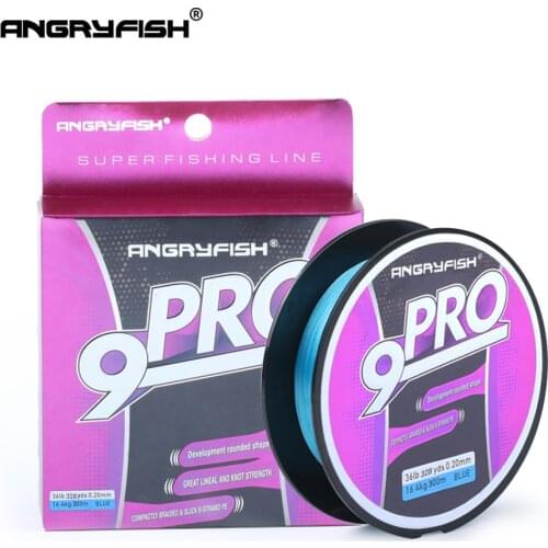 Angryfish New Pro 9x 300M Braided Fishing Line Super Strong PE Low Memory Thinner Diameter Improved Braided Line