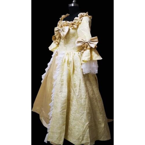 2019 New gold victorian Halloween Cosplay dress Colonial Georgian Renaissance Gothic Historical dress D-338