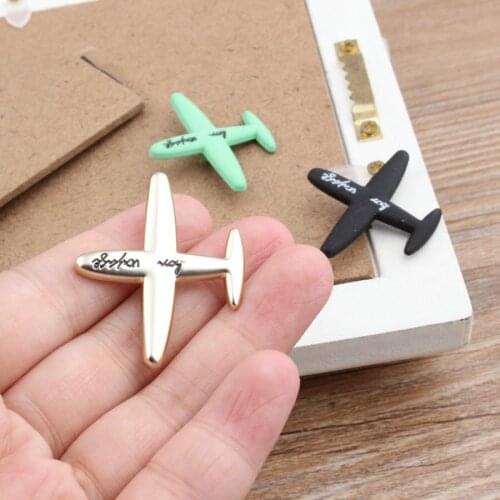 New Arrival 39*45MM Enamel Alloy Hair Jewelry Clips Button Charm Craft Kawaii Airplane Fly Metal Elastic Headband Decor Crafts