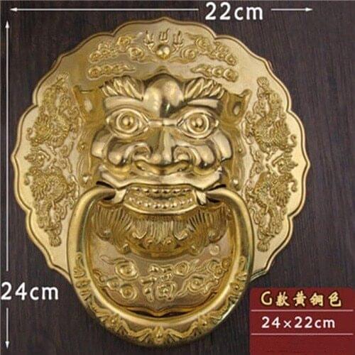 New 22cm/26cm Large Beast Head Door Pull Rings Full Pure Copper Lion Head Tiger Head Door Knocker