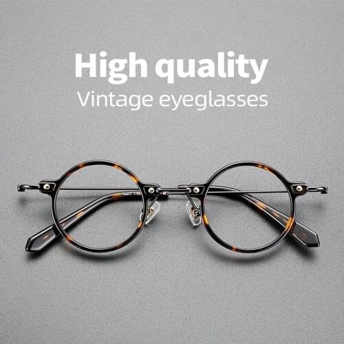 Vintage glasses frame men High quality acetate round optical eyewear Myopia reading women prescription clear eyeglasses