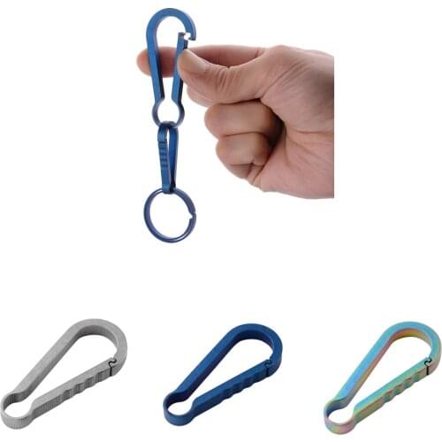 Outdoor Keychain Buckle Spring Snap Hook Titanium Alloy Carabiner Key Ring Hanging Clip for Camping
