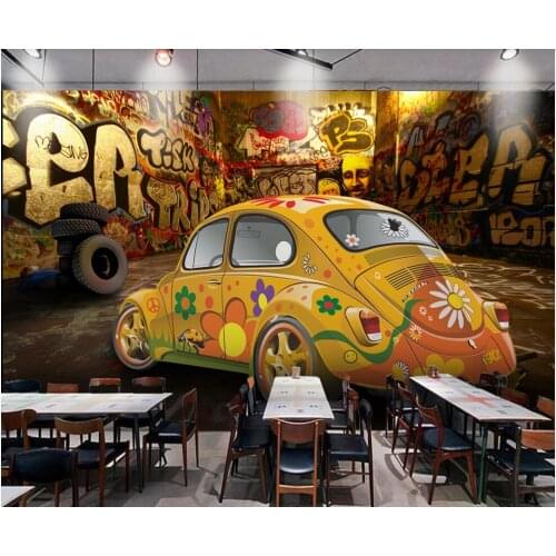 Custom photo mural 3d wallpaper Personality trend graffiti wall graffiti car living room home decor wallpaper for walls 3 d