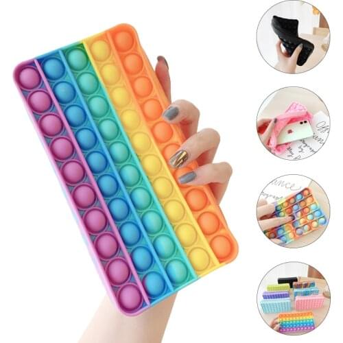 Pop Simple dimple Pencil Case Slicone Press Decompression Bubble Stationery Storage Box Back to School Storage Bag Kids Toys