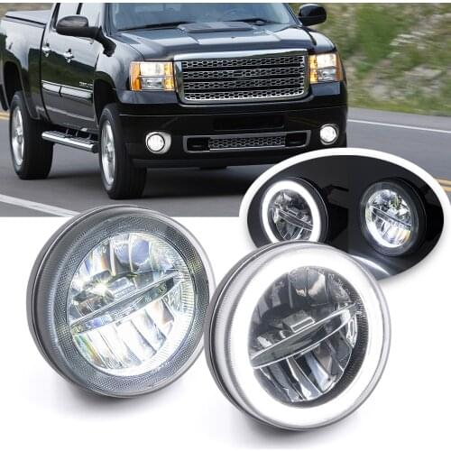 2Pcs LED DRL Daytime Running Fog Light for GMC Sierra 1500 07-13 2500HD 07-14 3500HD 07-14 Driving Lamp