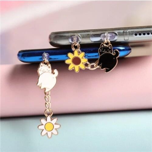 Anti Dust Plug Chrysanthemum Cat Cute Charging Port Dust Plug Charm Kawaii Dust Protection Charge Plugs Stopper For iPhone