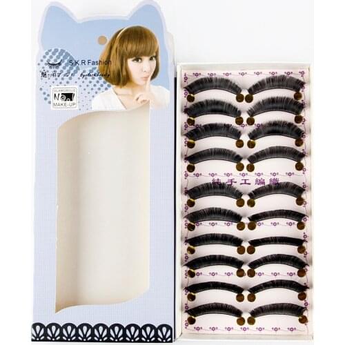 A box of 10 pairs of high-quality natural soft reusable eyelashes Japanese-style grafted eyelashes hand-made exquisite gift box