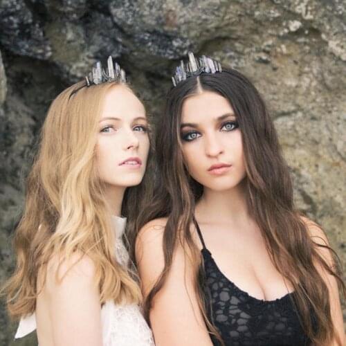 Crystal Hair Band-Trendy womens headband moon crown Pure handmade natural crystal headband for Europe and America party