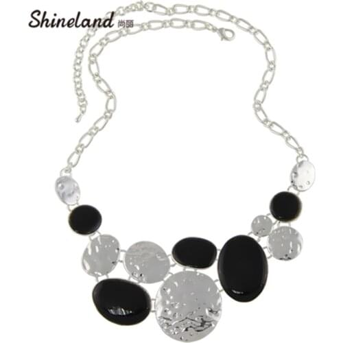 Shineland 2020 New Women Fashion Ethnic Colorful Resins Exaggerated Pendants Chunky Chains Statement Necklaces Jewelry