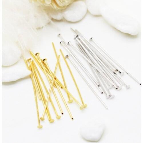 100pcs/Lot No Fade 40mm Stainless Steel Flat Head Pin Findings Headpins For LAMP BEAD Jewelry Making DIY Supplies Accessories