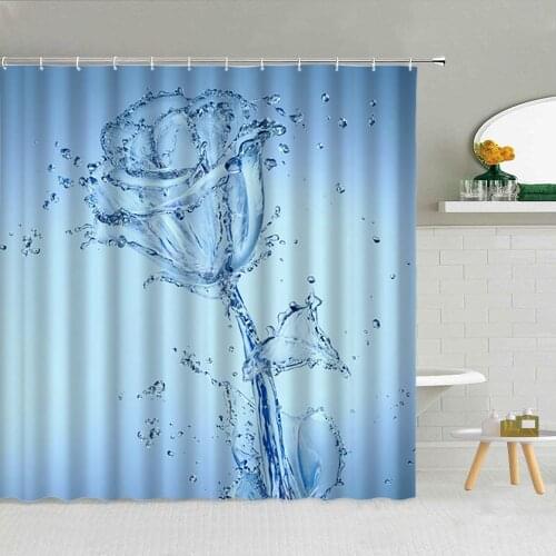 Blue Water Drops Rose Flower Sunflower Shower Curtain High Quality Frabic Butterfly Piano Keys Bathroom Supplies With Hook Decor