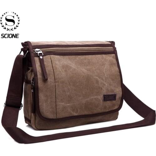 Scione Canvas Messenger Satchel Bags Buckle Casual Portable Shoulder Bag Korean Trend Simple Pack For Men
