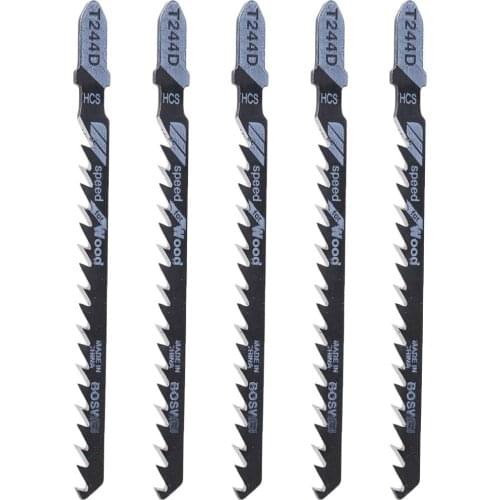 5 Pcs T244D HCS T-Shank Curved Jigsaw Blades Cutting Tool For Wood Fast Cutting