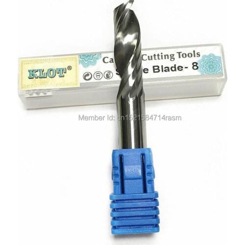 KLOT Solid Carbide Single Flute Spiral End Mill 5 6 6.35 8 10 12mm For Plastic Cutter Bits