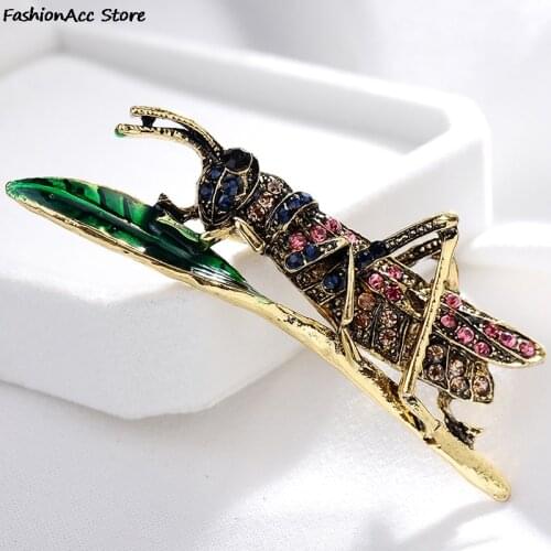 Vintage Grasshopper Brooches For Women Cute Insect Brooch Pin Hot Sale Winter Coat Accessories