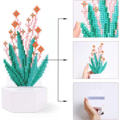 ZOOYA DIY Diamond Painting Led Light Lamp Special Shaped Flowers Diamond Mosaic Cross Stitch Embroidery Diamond Art Rhinestone