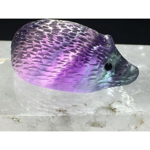 1pcs Natural Carved Hedgehog Fluorite Hedgehog Quartz Polish Crystal Stone Fashion Healing Crystals Collection Home Decorations