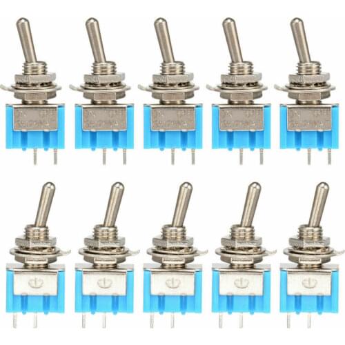 10Pcs Mini Toggle Switch Single Pole Double Throw ON-OFF 6A 125V AC 3A 250V AC