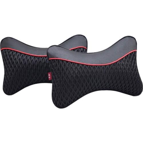 2 Pieces Soft Head Neck Pillow Cushion Headrest Artificial Leather