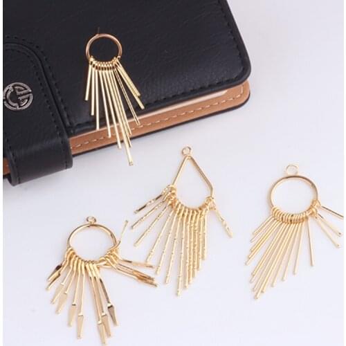 2pcs Vintage Geometric Tassel Dangle Earrings for Women Fashion Jewelry Copperplated Goldpendant Diy Jewelry Accessories Metal