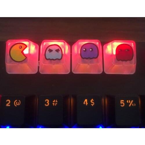 4pcs/Set Novelty Kawaii Keycap Pac-man Cute Artisan Keycap R4 Height Key Caps