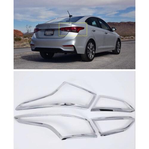 4pcs ABS Car Rear Tail Light Lamp Cover Trim Sticker For Hyundai Accent Solaris Verna 2018-2019 Car Exterior Accessories Styling