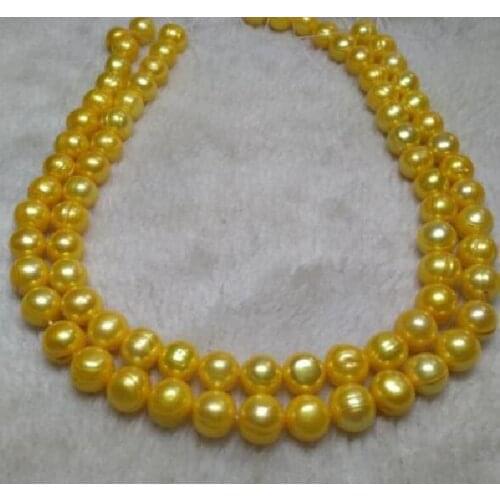 49" HUGE 11-13MM NATURAL SOUTH SEA GENUINE YELLOW PEARL NECKLACE new GOLD CLASP