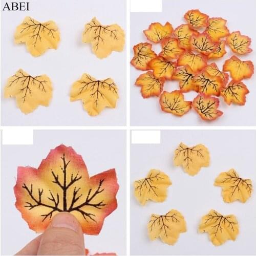 50pcs/lot Autumn Maple Leaf Artificial Silk Leave For Wedding Home Scrapbook Decoration Fake Fabric Leaves DIY Wreath Garland