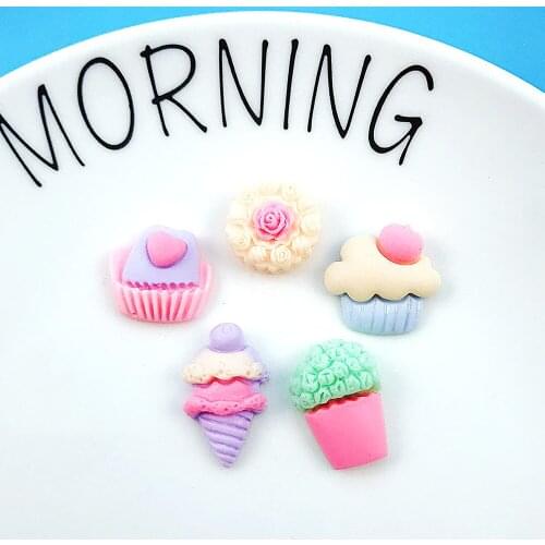 6Pcs 20mm 5tympes Ice Cream Charms Diy Findings Resin Ice Cream Cone Pendant Earring Accessories Jewelry Making Handmade