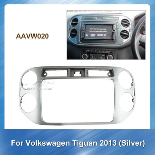 Car Radio Fascia For Volkswagen Tiguan Silver 2013 Car DVD panel Refitting Stereo Auto Multimedia fascia Panel Bezel Trim kit