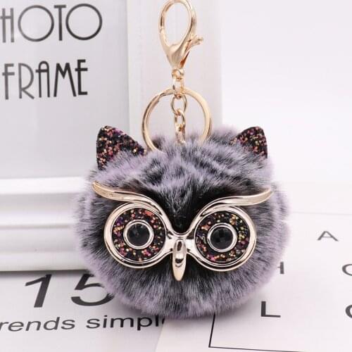 Hot cute animals Fake Rabbit Fur Ball KeyChain Pompom Key Chain Pom Pom Key Rings Ballet Angel Girl Fourrure Women Bag Jewelry