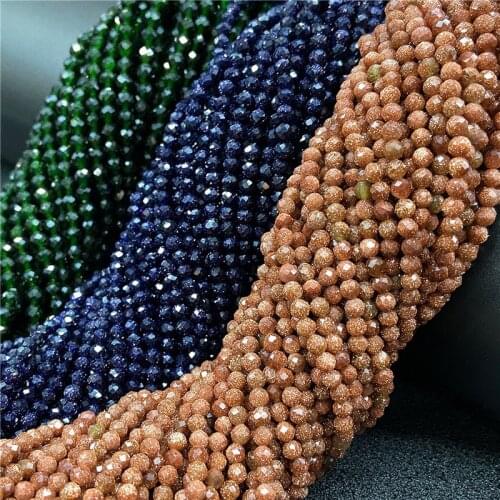 Small Beads Gold Green SandStone Beads Tiny Faceted 2 3MM Beads Loose Beads For Jewelry Making Jewelry Accessories DIY (38cm)