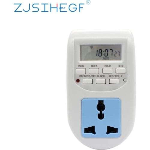 Digital Time Switch Timer AL06-E 220V 50Hz 10A With UK EU Socket Weekly Programmable Electronic Display