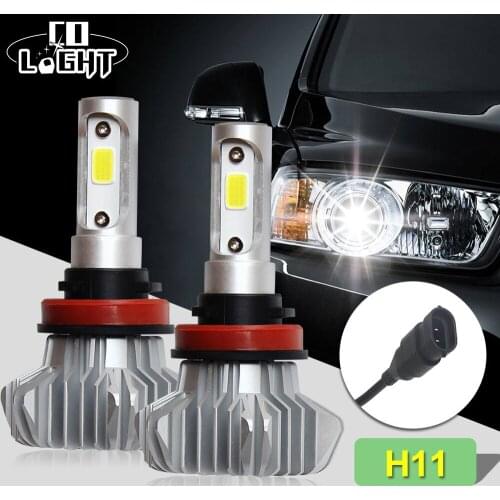 COLIGHT 60W COB LED Car Headlight Bulbs H11 6000Lm 6500K Auto Headlamp Driving Fog Light DC12V 24V for Universal Car