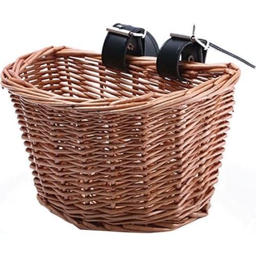 Childrens Vintage Rattan Bicycle Baskets Bicycle Balance Car Baskets Bike Scooter Basket Kids Bike Cart Wicker Bicycle Basket